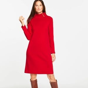 NWT Talbots Red Mock Neck Sweater Dress Long Sleeves Large Petite Casual